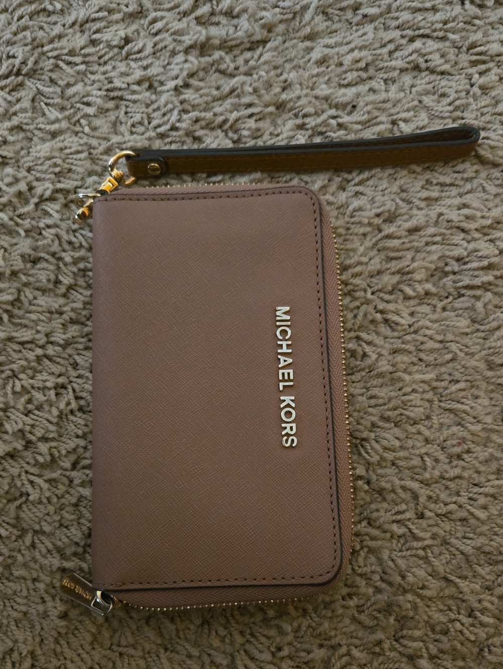 Michael Kors Mauve Brown Zip-Around Wristlet